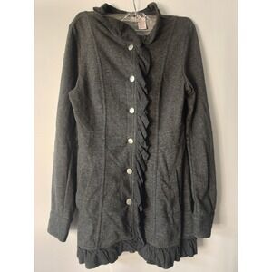 Stella Starr Womens Ruffled  Trim Cotton Blend Jacket  Dark Gray Medium